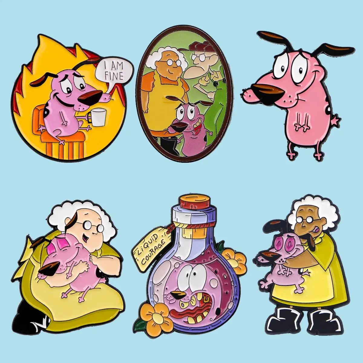 Mix 6 teile/satz Jocular Rosa Hund Emaille Pin Broschen für Anstecknadeln Abzeichen auf Rucksack Kleidung Zubehör Mode Schmuck Geschenke Image
