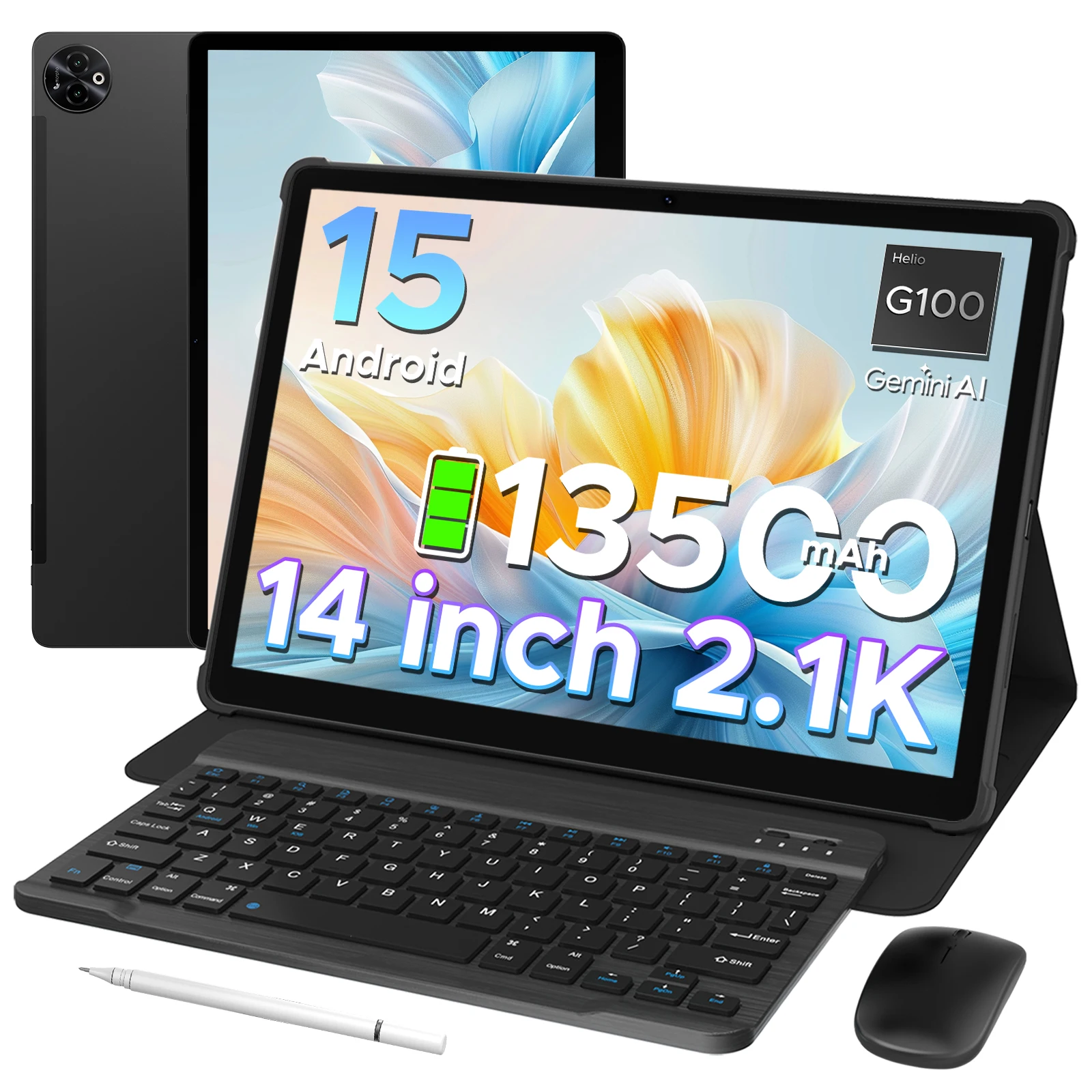 DOOGEE Tab E3 Max Tablet-PC Android 15 Gemini AI Quad-Lautsprecher 14'' 2.1K Display 32GB(8+24) RAM 256GB ROM 13500mAh Akku Pad Image