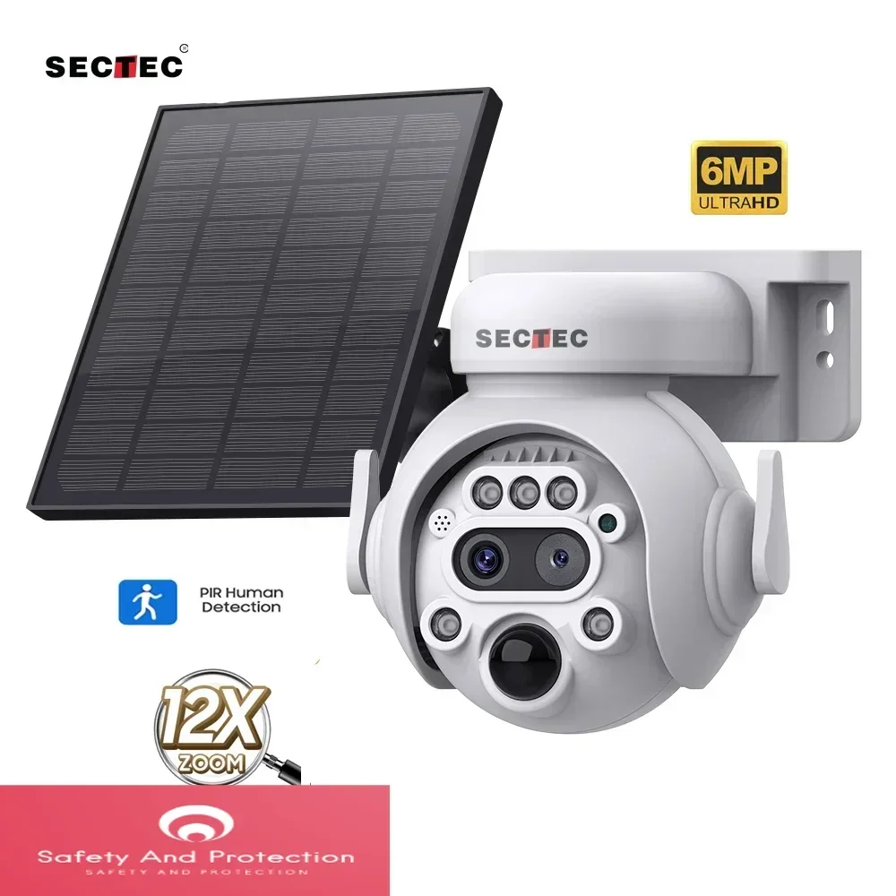 Mini 4G 6MP Dual-Objektiv mit 12-fach Zoom Überwachungs-Außenkamera Alarmverknüpfung Dual-Objektiv-Kamera CCTV 4G Solar PTZ Image