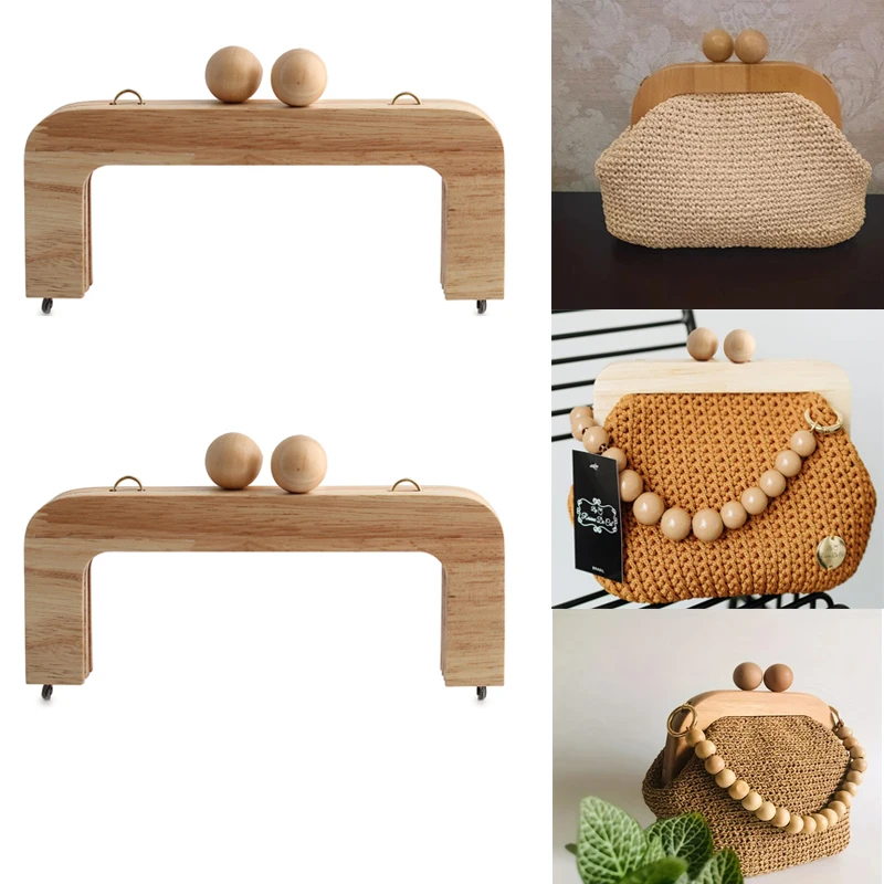 1PC/2PCS 20*8cm holz kupplung brieftasche rahmen massivholz rahmen mit schraube verschluss kuss schnalle umhängetasche griff Image