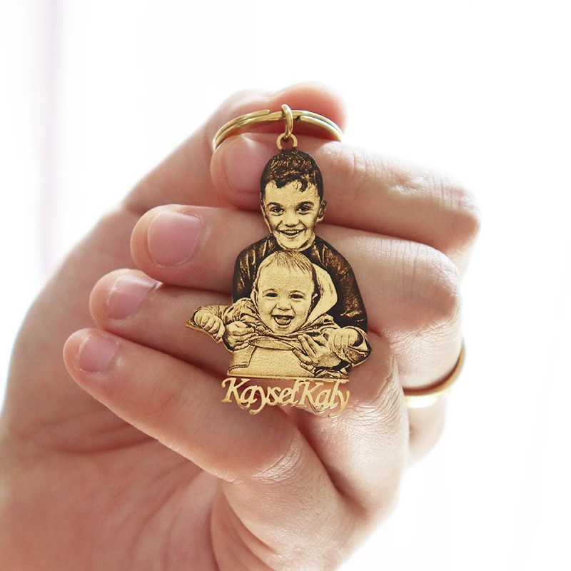 Personalisierter Baby-Foto-Schlüsselanhänger mit graviertem Familienbild-Anhänger, Geschenke, individueller Hund, Katze, Schlüsselanhänger, Erinnerungsschmuck, Bildanhänger Image