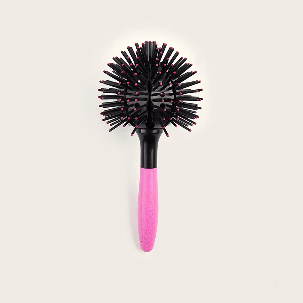 3D-Kamm für runde Haarbürsten 360° ° Runde Styling-Haarbürste, entwirrende Haarbürste, Salon-Kugelbürste für dickes, lockiges Haar