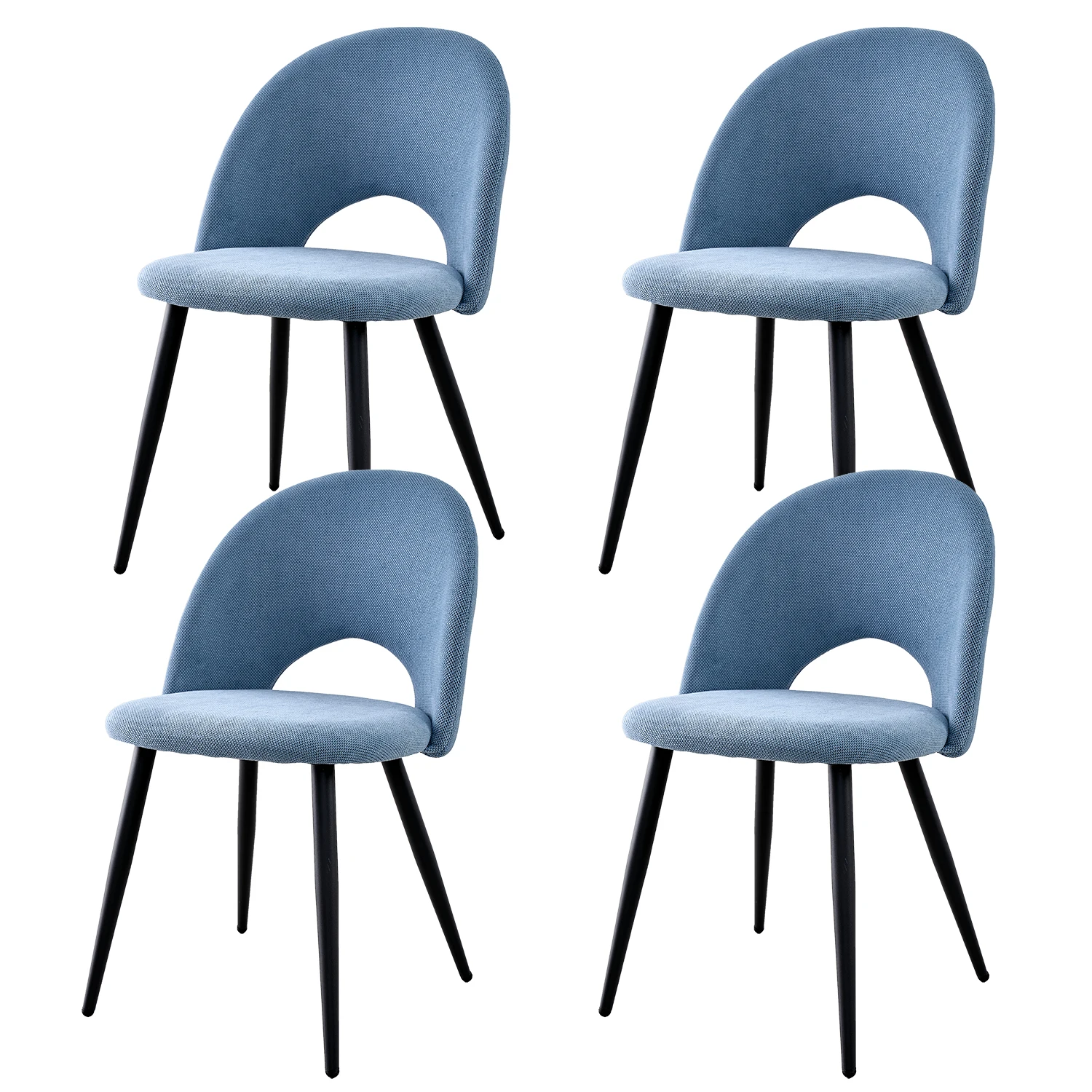 4er-Set moderner Küchen-Esszimmerstuhl, nordischer Familien-Esszimmerstuhl, einzigartiges modernes Kissen mit hohler Rückenlehne, für Küche/Wohnzimmer