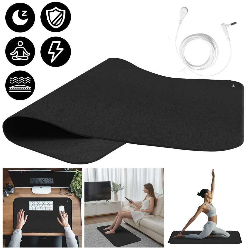 Erdungsmatte für den Schlaf, Energie, Schmerzlinderung, Entzündungen, Gleichgewicht, Wellness, Erdung verbundene Therapie für die Erdung, leitfähiger Teppich Image