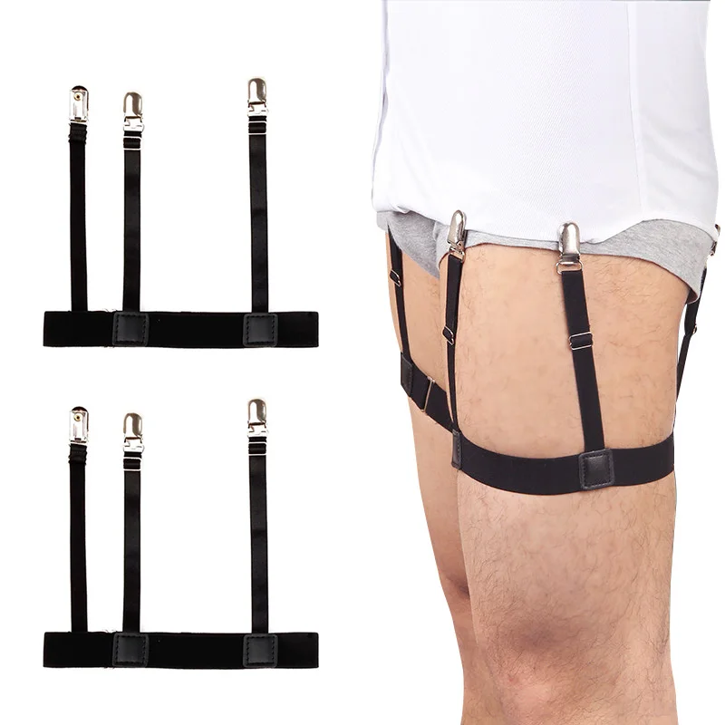 Herren-Hemdhalter, Strumpfgürtel mit Verriegelungsklemmen, verstellbare elastische Hemdstracker, Strumpfbänder, Hemdhalter, Bein-Oberschenkel-Hosenträgergurt