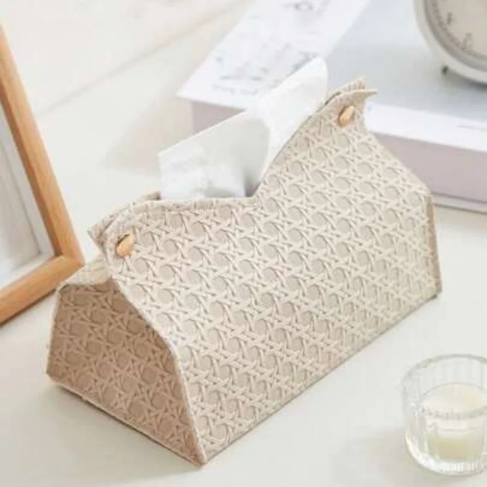 Taschentuchbox aus PU-Leder, dekorativer Serviettenhalter mit Knöpfen, geeignet für Wohnzimmer, Schlafzimmer und Badezimmer. Image