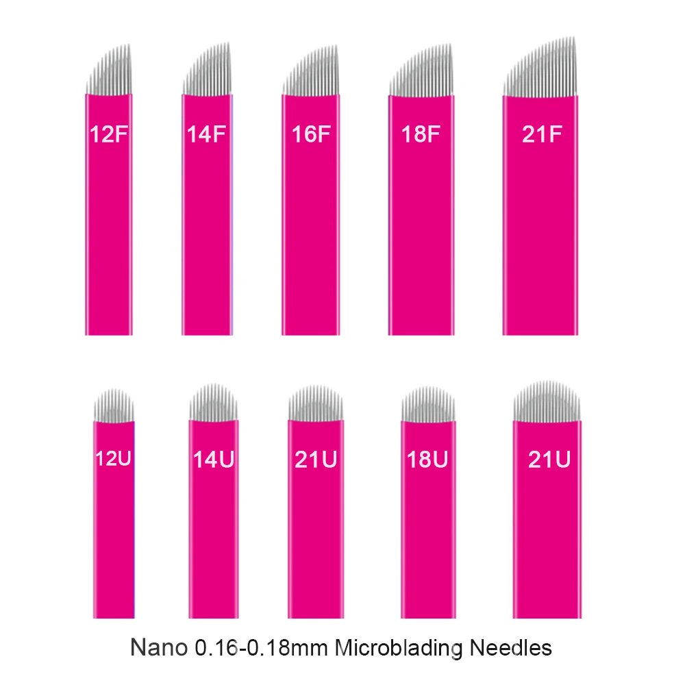 50/100 stücke Microblading Nadeln Tebori Klingen Tattoo Nadel 0,16/0,18mm Manuelle Augenbraue Klingen Für 3D Stickerei manuelle Tattoo Stift Image