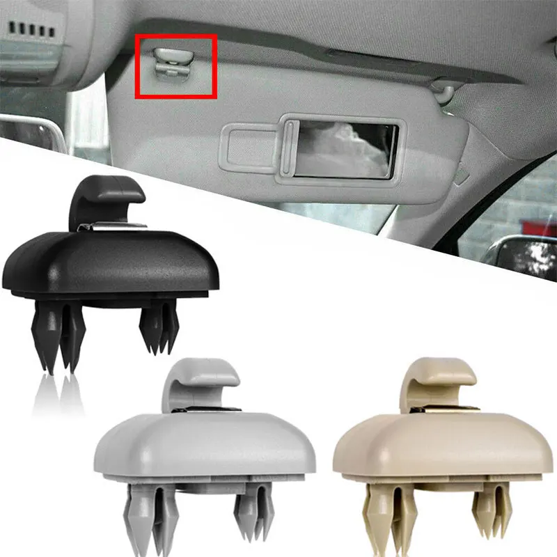 2 Stück für Audi A1 A3 A4 A5 Q3 Q5 S3 S4 S5 TT Allroad 8U0857562A Grauer Innenraum-Sonnenblenden-Clip-Halter Haken Halterung Aufhänger Image