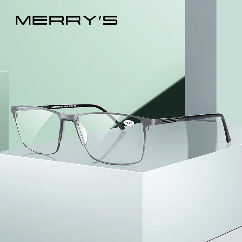 MERRYS DESIGN Männer Lesebrille Titan Legierung Rahmen Anti Blau Licht Blockieren CR-39 Harz Asphärische Gläser Linsen S2170FLH Image