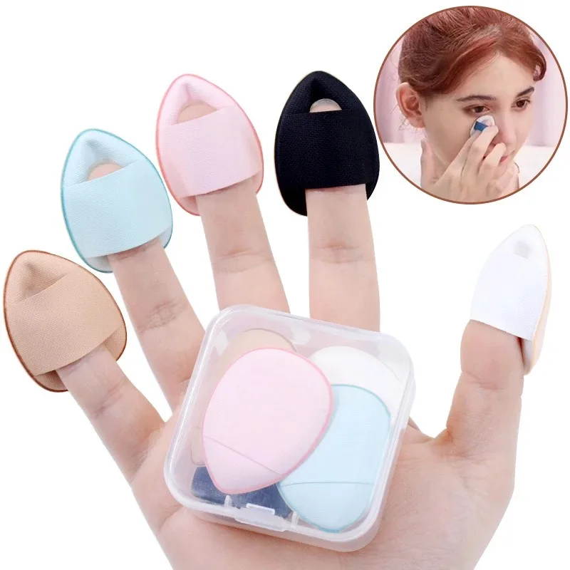 5/10Pcs Mini Finger Puff Foundation Kleine Air Kissen Pulver Schwamm Gesicht Concealer BB Creme Kosmetische Applikator Make-Up werkzeuge Image