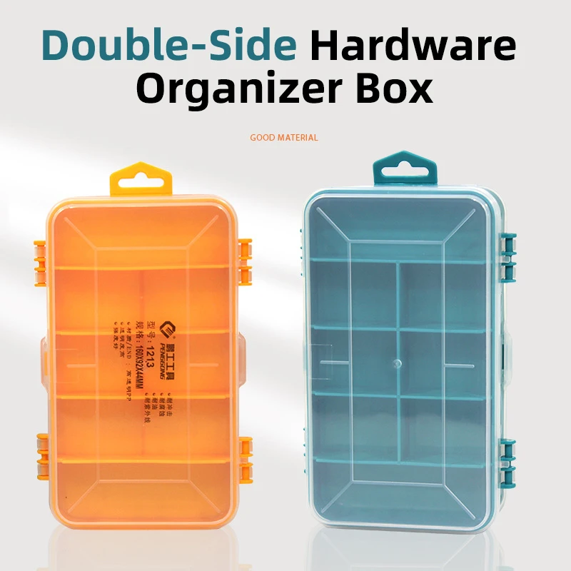 Doppelseitige Hardware-Organizer-Box, multifunktionale kleine Werkzeugbox aus Kunststoff für Muttern, Bolzen, Schrauben, Nägel, kleine Hardware-Aufbewahrung