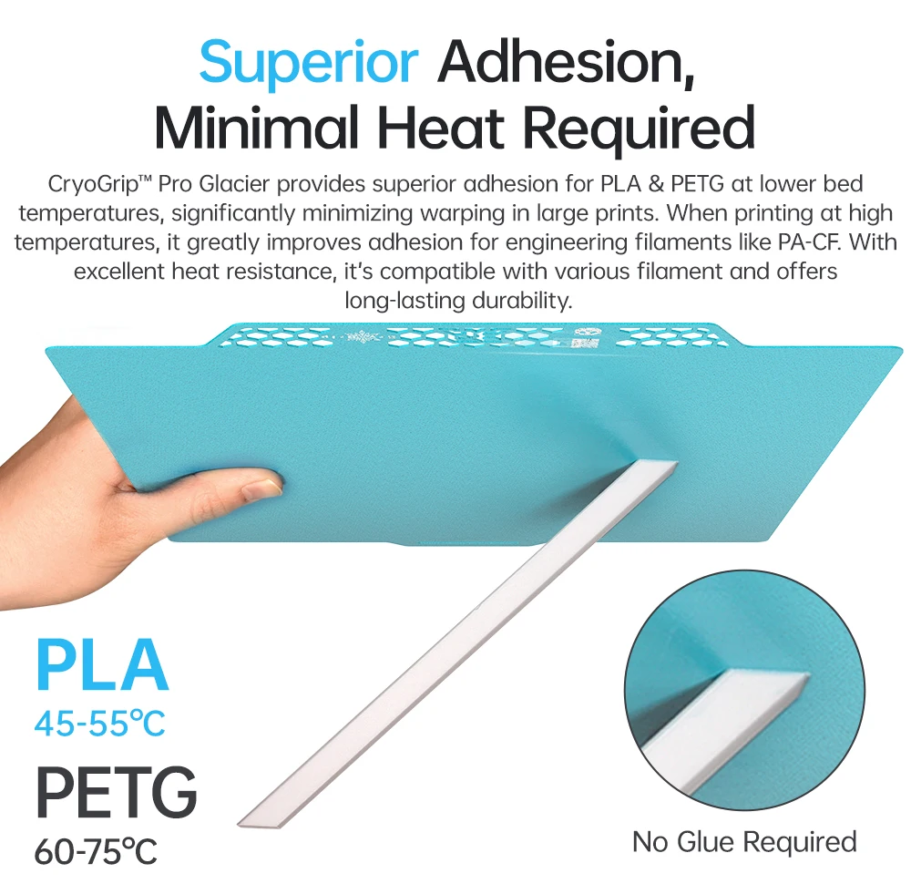 BIGTREETECH Glacier Panda Bauplatte Federstahl Kühlplatte CryoGrip doppelseitig für BambuLab H2D P1 X1 A1 Kobra3 K2 PLUS Image