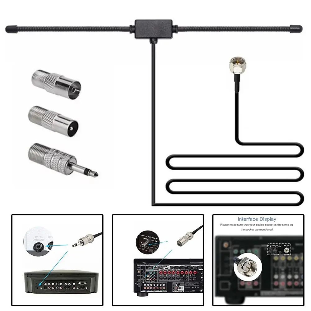 FM-Radio-Antenne, FM-F-Kopf, Schafhorn-Antenne für Auto, FM-TV-Radiosender, 75 Ohm, F-Buchse, Kopf auf TV 3,5 Mono Image