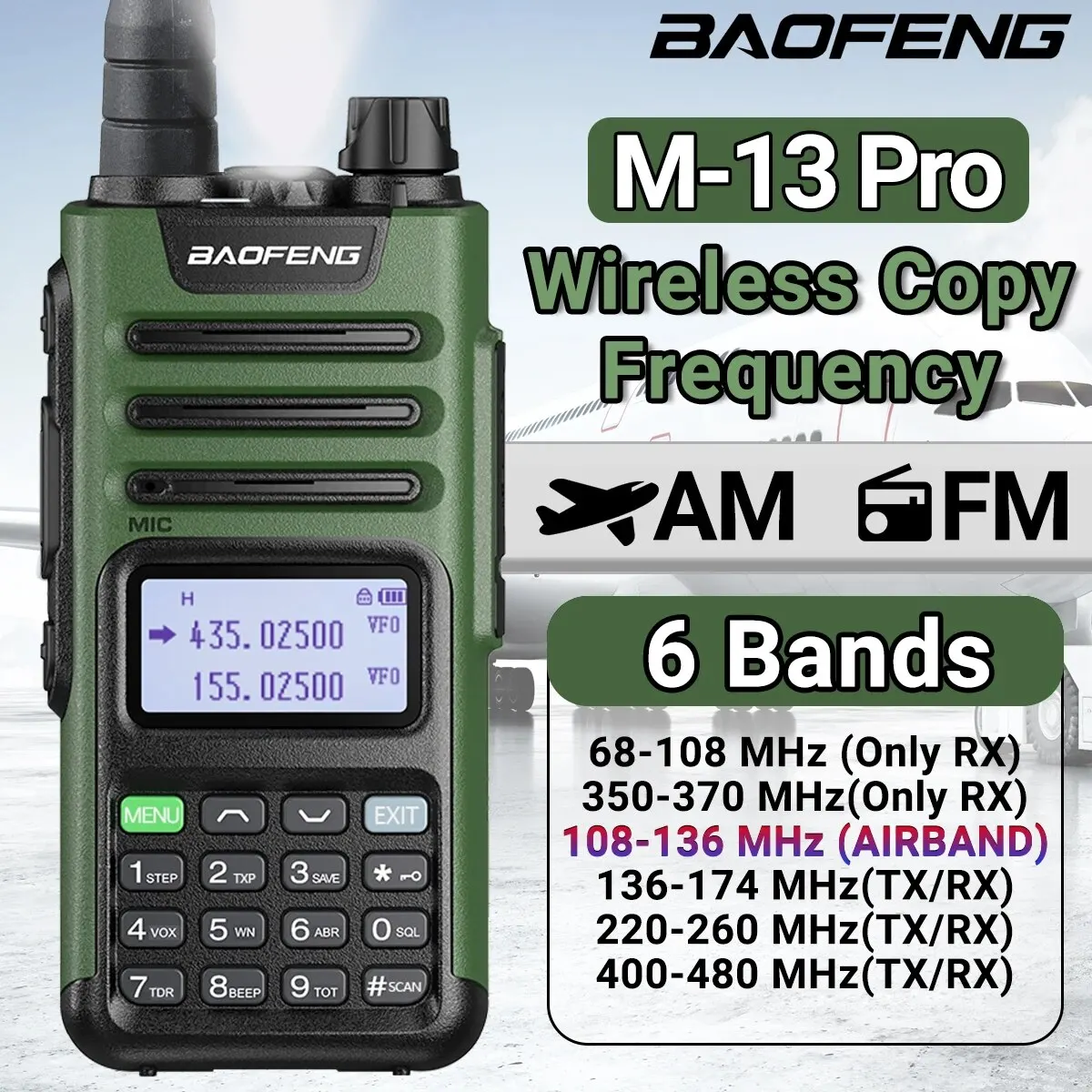 BaoFeng M 13 Pro Walkie Talkie AM FM Radio Drahtlose Kopierfrequenz Typ-C Ladegerät Long Range UV K5 Ham Zweiwegradio Image