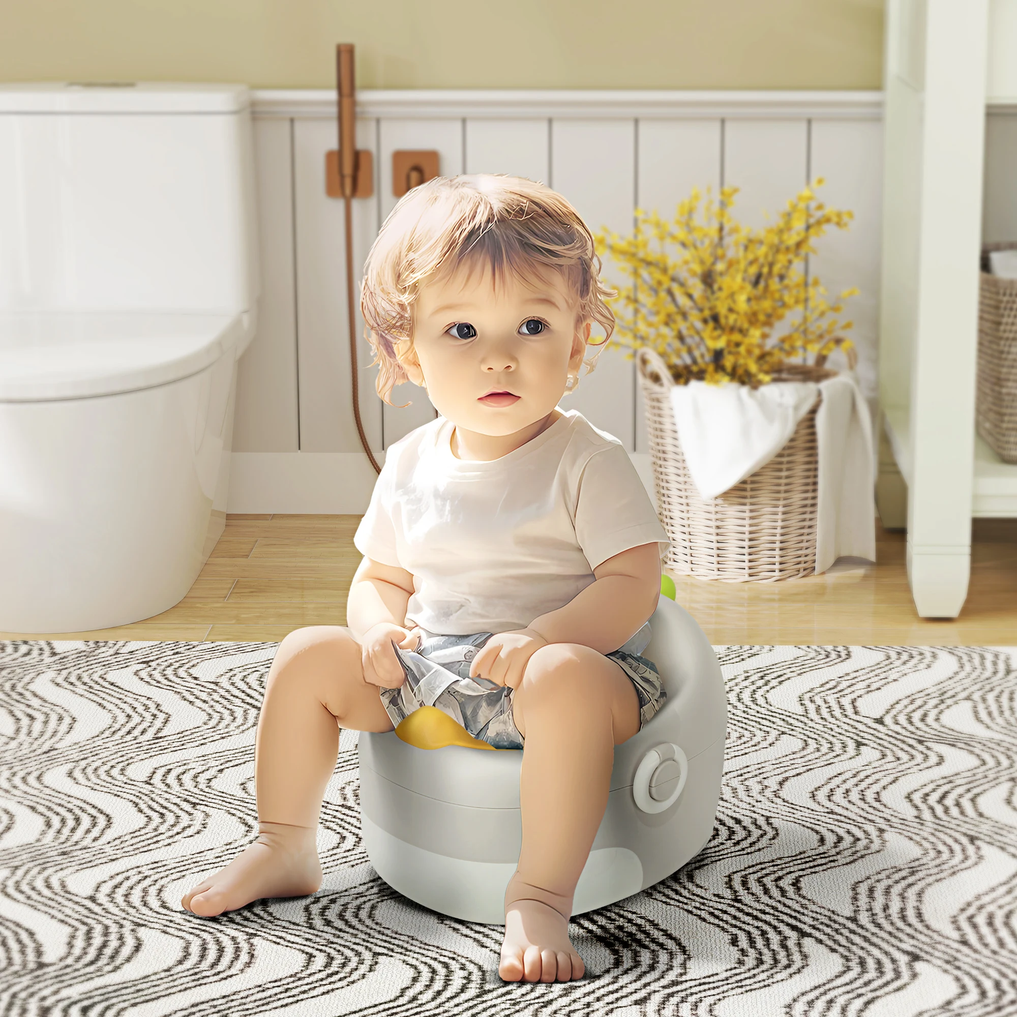 AIYAPLAY 3-in-1 Kindertopf, abnehmbar Kindertöpfchen, Töpfchen mit Griffe Grau Image