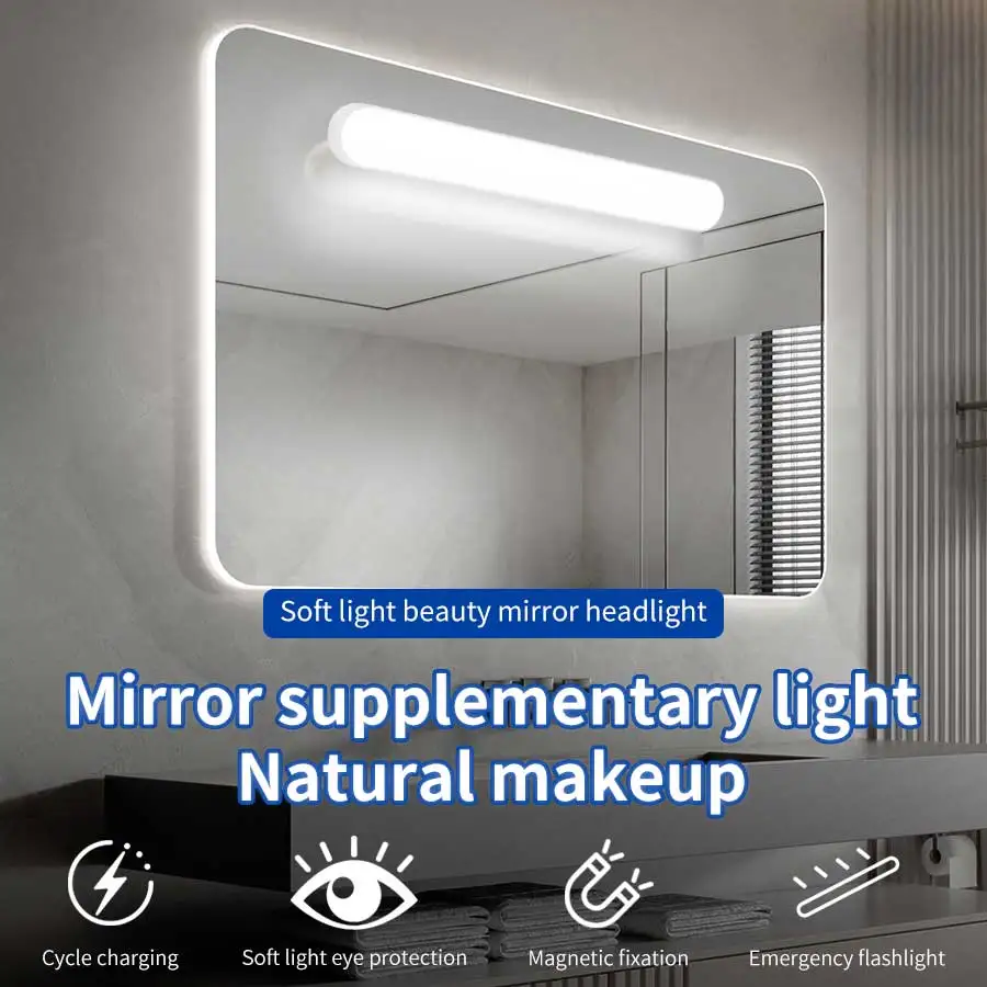 LED-Tischlampe, magnetisch, zum Aufhängen, über USB wiederaufladbar, Schreibtischlampe, 3-farbiger Touch-Schalter, Spiegelleuchte, Selfie-Licht, Schrank, Schrankbeleuchtung