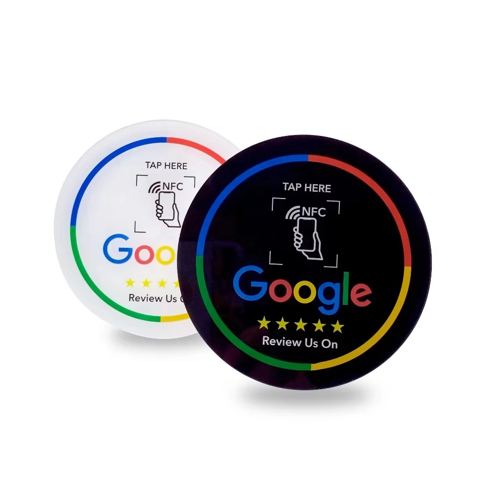 NFC-Tags Review Us On Google NFC Tap Review Sticker Tags Wasserdichter Google Review Sticker 13,56 MHz NFC215 Klebeetiketten Image