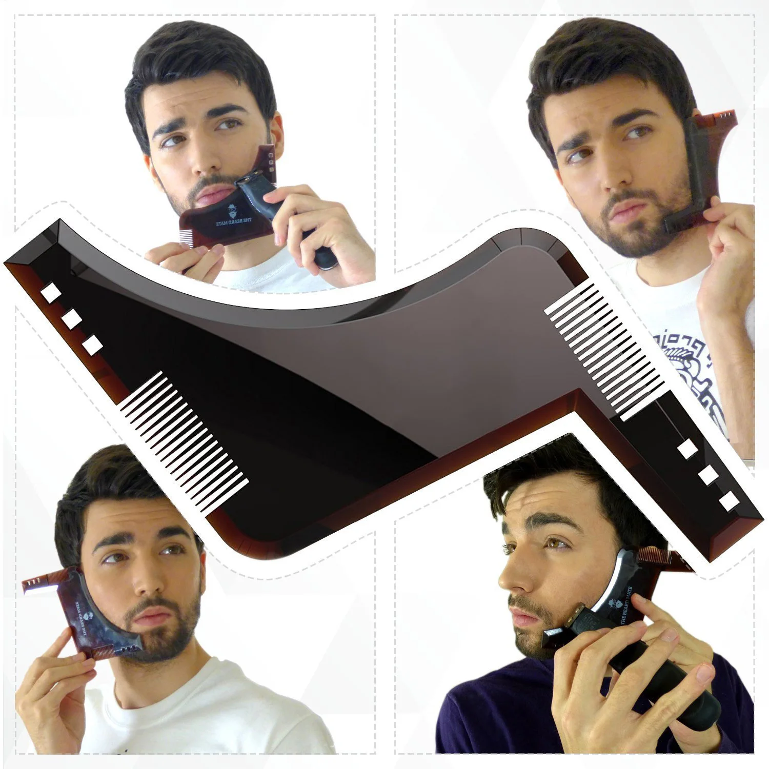 Bart Styling Gestaltung Vorlage Kamm Barber Werkzeug Symmetrie Trimmen Shaper Schablone Bart Haar Pinsel Schablone Salon Styling Werkzeuge Image