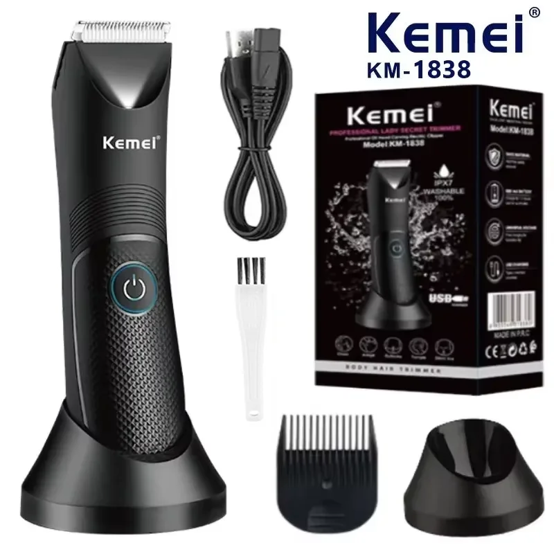 Kemei KM-1838 Haarschneider, Rasen-Keramikklinge, wasserdicht, nass, trocken, Haarschneidemaschine, Scham, Achselhöhle, Körperhaar, ultimative Hygiene, Razo-Haarschneidemaschine Image