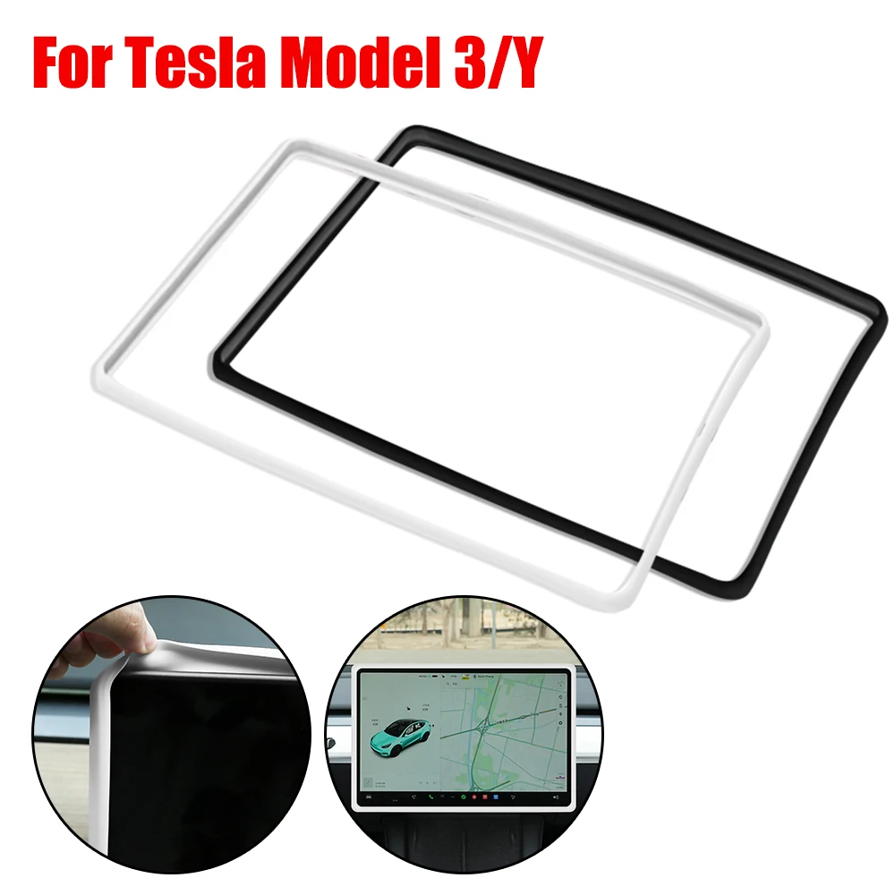 Auto Navigation Player Abdeckungen Für Tesla Modell 3Y Screen Protector Silikon Radio Audio Rahmen Wachen Auto Zubehör Innen Image