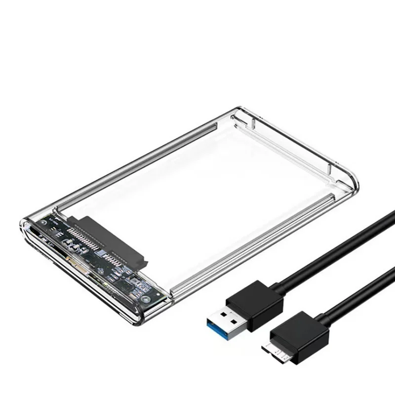 2,5-Zoll SATA SSD Festplattengehäuse USB3.0 HDD-Gehäuse Transparentes Design Übertragungsgeschwindigkeit Mobiles Externes Gehäuse Image