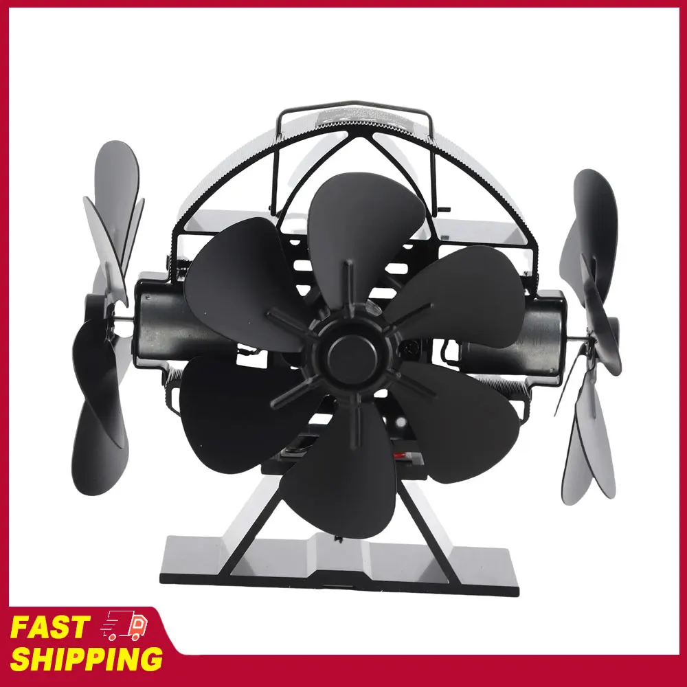 Tragbarer Ofenventilator mit 3 Köpfen und 18 Flügeln für effizienten Luftstrom 270° ° Wärmebetriebener Kaminventilator für Holzöfen zu Hause Image