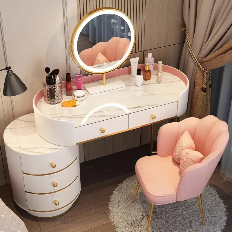 Rosa Weiß Schminktisch Frauen Luxus Nagel Europäischen Großen Hocker Studie Schminktisch Organizer Mesa De Maquillaje Home Möbel