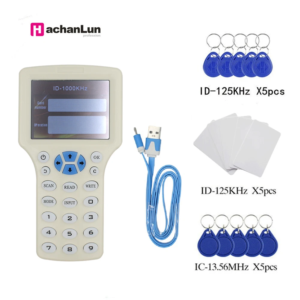 Englisch Smart Card Writer RFID Tag Kopierer Leser Writer IC/ID 10 Frequenz 125 Khz-13,56 Mhz Rfid Duplikator mit USB Kabel Image