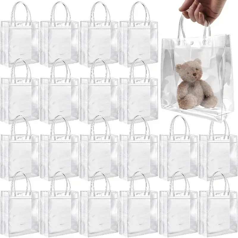 5/10/20PCS Transparente Kunststoff Geschenk Tasche mit Griff Wiederverwendbare PVC Geschenk Verpackung Hochzeit Geburtstag Party handtasche Tragbare Image