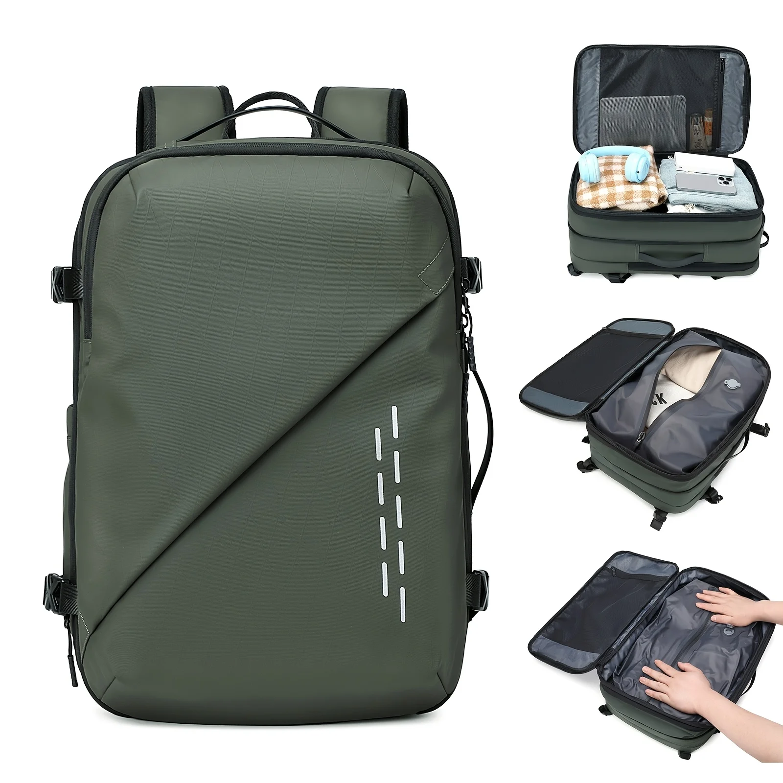 Grenzüberschreitender Rucksack mit großem Fassungsvermögen, modischer und einfacher Vakuum-Kompressionstasche für Herren, erweiterbarer Reise-Computer-Rucksack