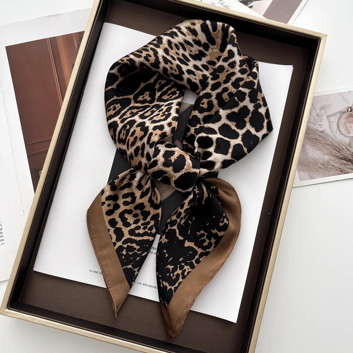 Luxus Floral Print Weibliche Satin Neck Schal Platz Haar Schals Foulard Kopf Band Schals Wraps Halstuch Bandana Frauen Image