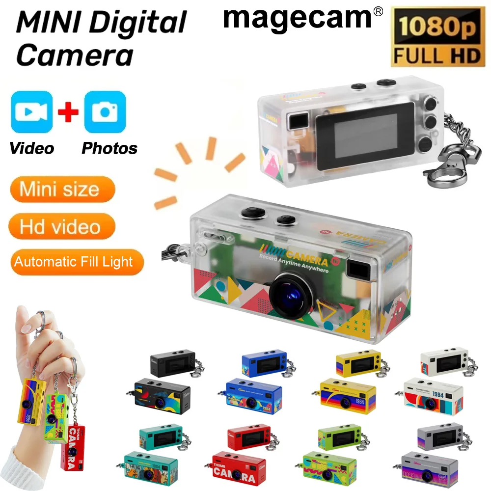 Magecam Daumen-Schlüsselanhänger-Kamera, 0,96 Zoll, Mini-Action-Kamera, Retro-Unterstützung, Speicherkarte, 1080P, sehr kleiner Camcorder, Videorecorder Image
