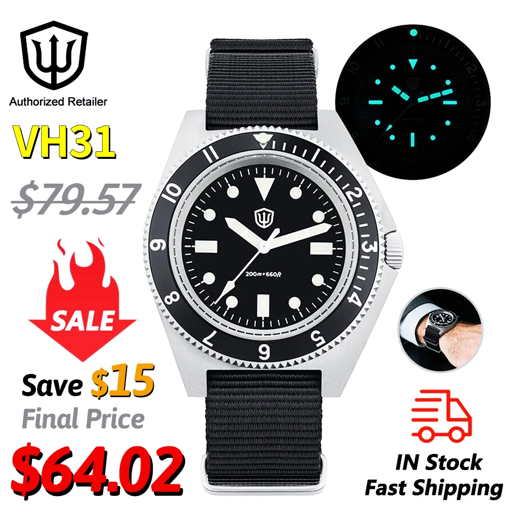 Watchdives WD1972 Quarzuhr VH31 Sweep Sekundenwerk Saphirglas BGW9 Leuchtende 20Bar wasserdichte Armbanduhr Image