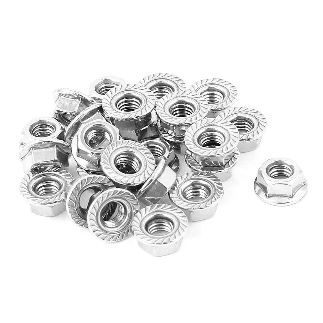 M3 M4 M5 M6 M8 M 10M 12M 14M M16 304 Edelstahl gezahnter Flansch metrische Sechskant-Sicherungsmuttern18-8 DIN6923 Image