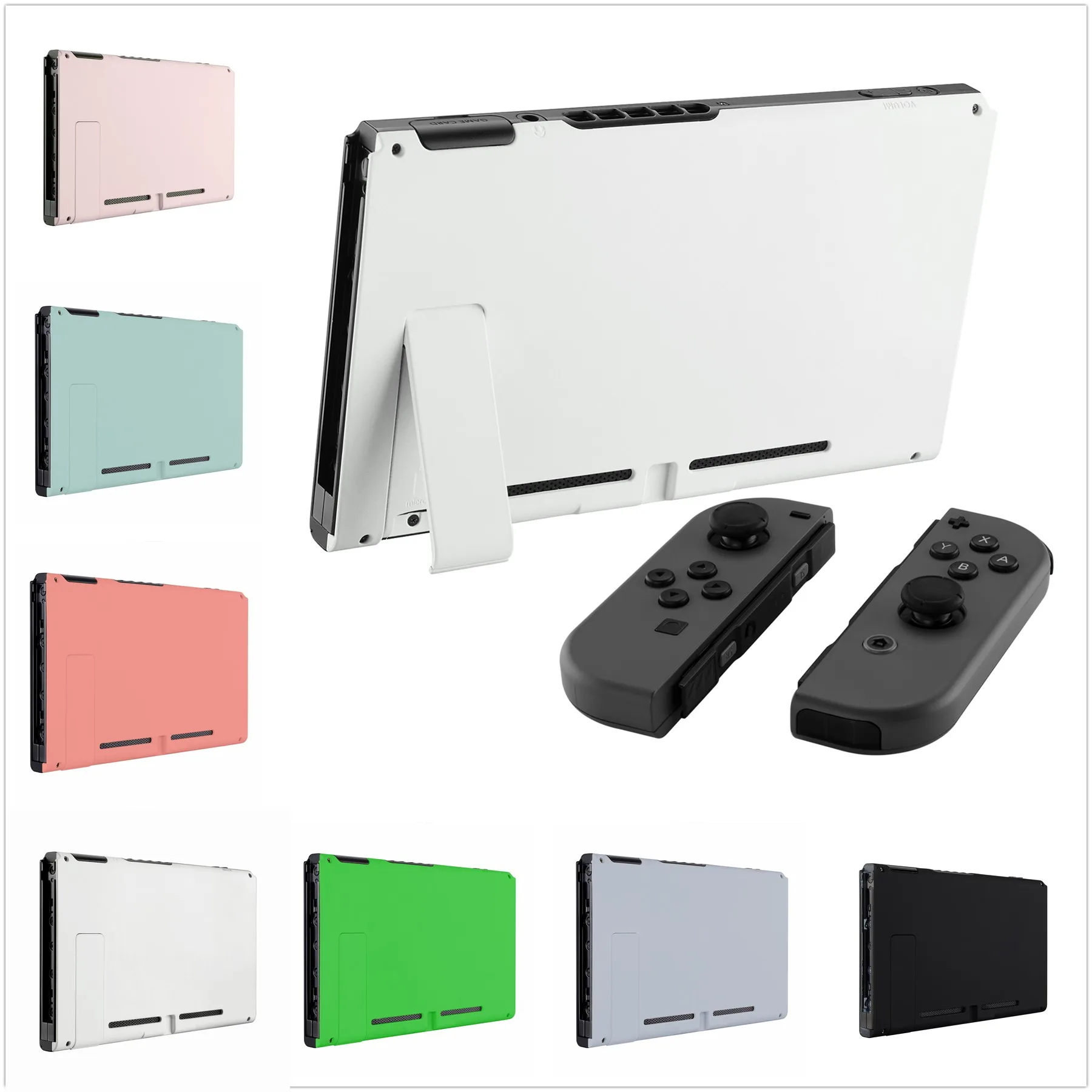 eXtremeRate DIY Ersatz-Griffkonsole, Rückplatte, Gehäuse, Gehäuse mit Ständer für NS Switch-Konsole – Weiß Image