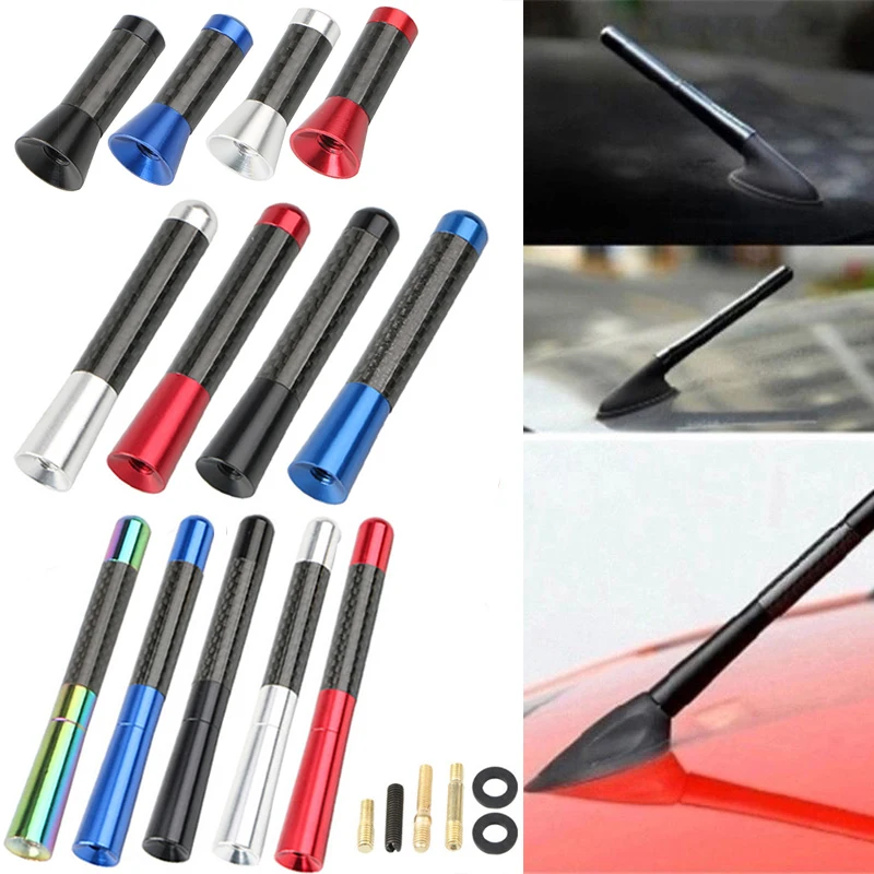 Auto Dach Antenne Carbon Faser 3,5/8/12 cm Radio Antenne Antenne Radio FM/AM Metall Empfang antennen Kurze Stubby Mast Antenne Image