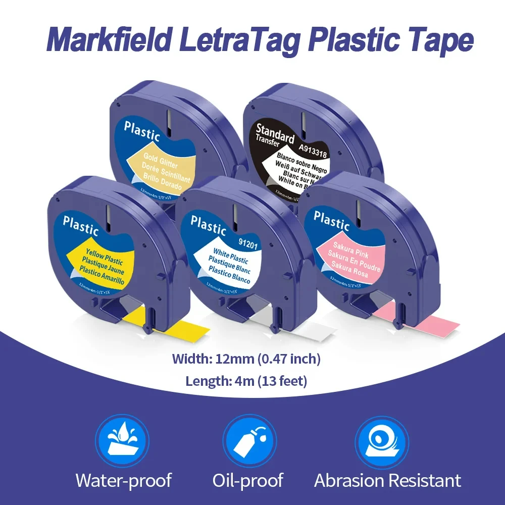 Mehrere farben letratag etikett band 12mm patrone 91201 91331 91221 kompatibel für dymo letratag label maker LT-100H lt200b qx50 Image