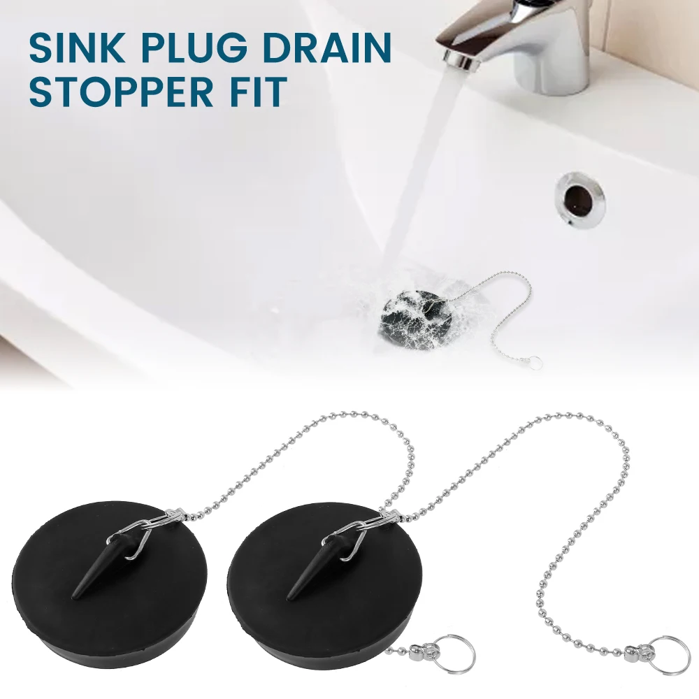 8/2pc Waschbecken Stecker Universal Gummi Ablauf Stopper Mit Runde Perlen Kette Bad Waschbecken Abfluss Stopper Stecker für Küche Und Badezimmer Fit