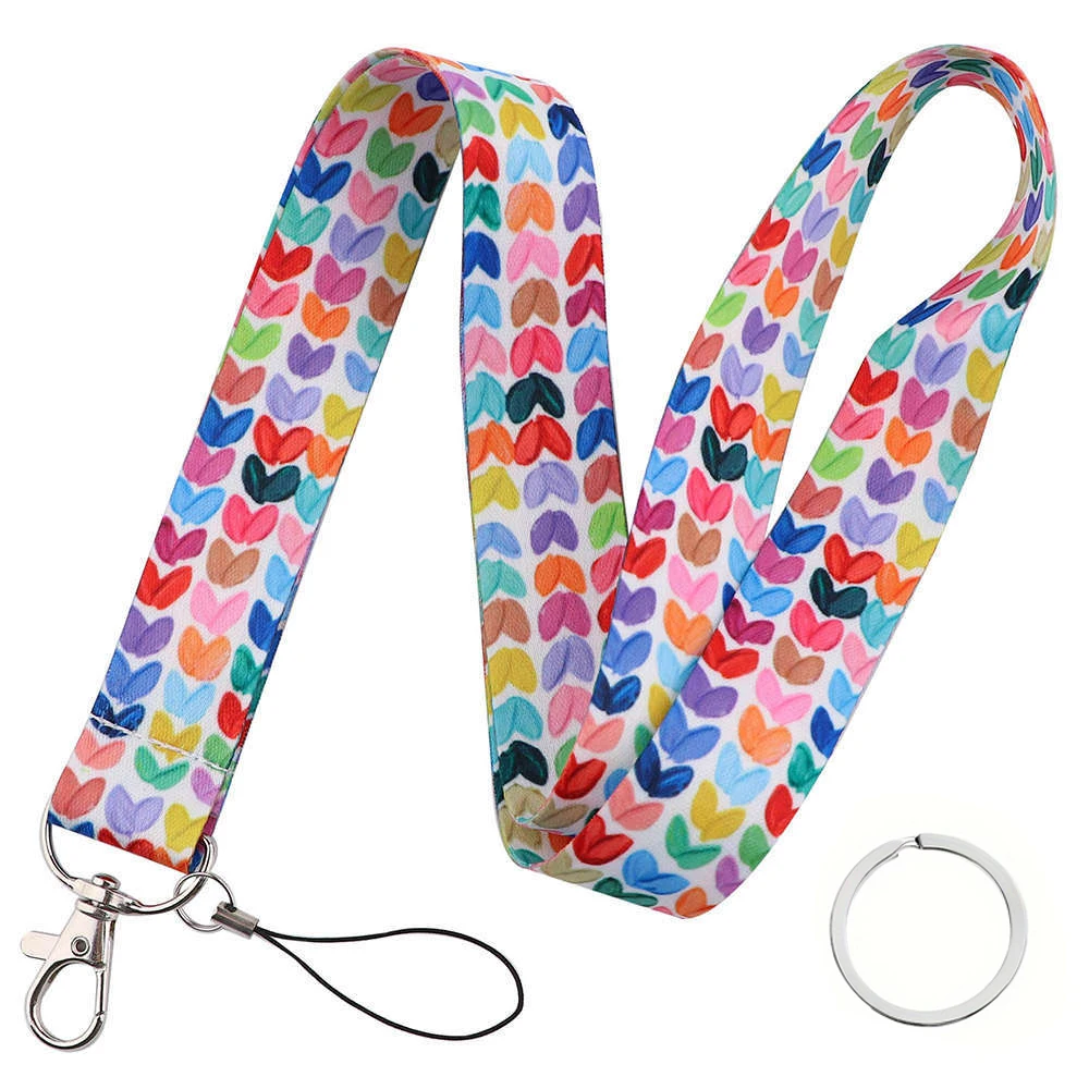 Buntes süßes Herz-Hals-Lehrer-Lanyard für Schlüssel, Schlüsselanhänger, Ausweishalter, Ausweis, Kreditkarte, Pass, Schlüsselanhänger, Umhängebänder, Krankenschwester-Geschenk Image