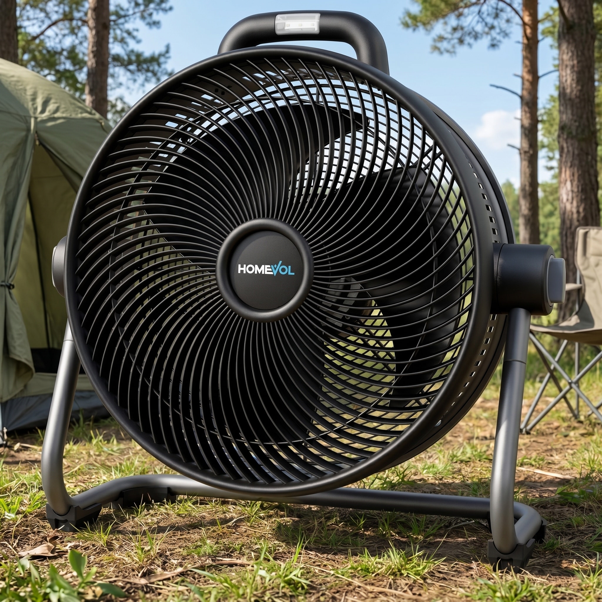 Cordless Outdoor Fan with Battery Portable High Velocity Fan with LED Light, 6-Speed Camping Fan,Quiet Jobsite Floor Fan