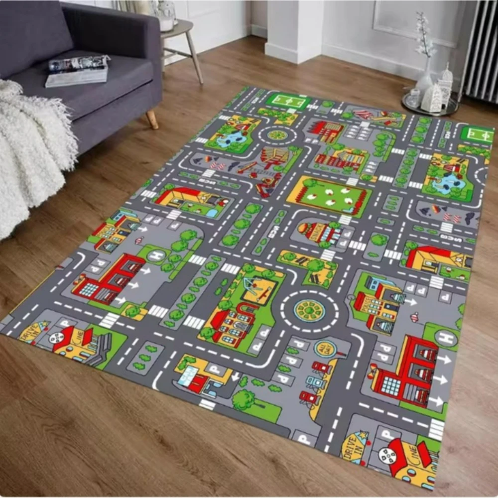 Auto-Spielmatte für Jungen und Mädchen Autobahn-Stadt-Verkehr-Thementeppiche für Kinder Spielzeugautos Kinderteppiche für Spielzimmer Kinder-Spielteppich