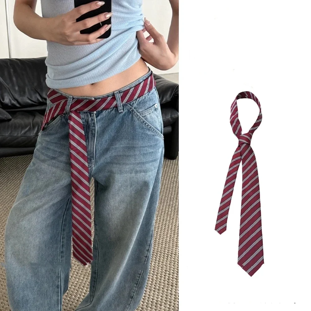 Preppy-Stil Gestreifter Langer Gürtel für Jeans Trendiger Halstuch-Schal Dekoratives Accessoire Persönliches Haarband Modisches Taillen-Accessoire