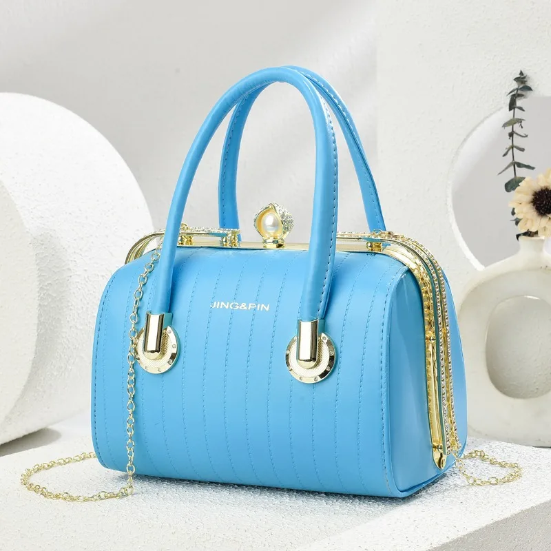 Modische, vielseitige High-End-Textur-Kettenhandtasche, Schulter-Crossbody-Tasche für Damen, Sommer, neue Ankunft, Boston-Kissentasche Image