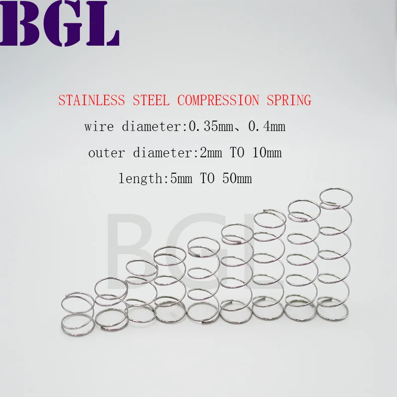 20 teile/los 0,35mm, 0,4mm Edelstahl Micro Kleine druckfeder OD 2mm/2,5mm/3mm/3,5mm/4mm bis 10mm länge 5mm bis 50mm Image