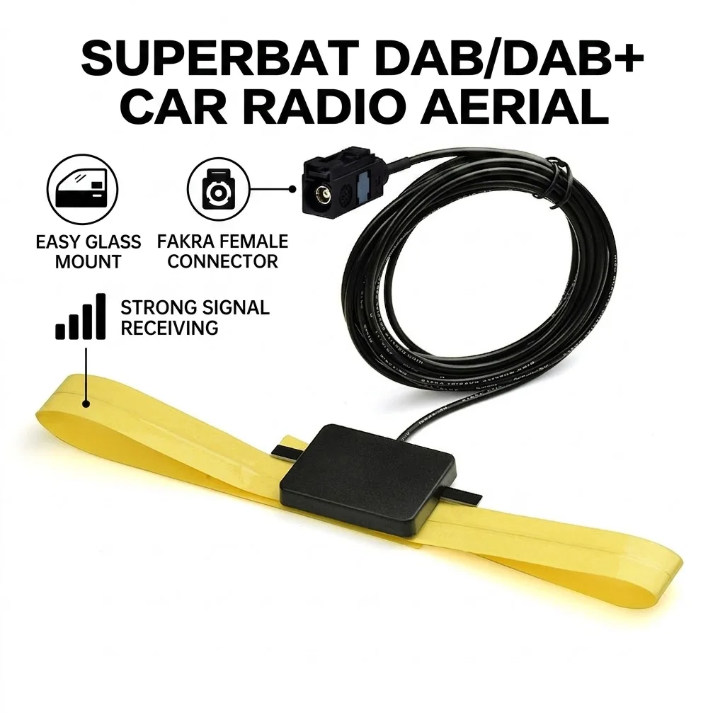 Superbat DAB/DAB+ Autoradio-Antenne Interne Glasmontage-Antenne Fakra A Buchsenanschluss für Alpine Ezi-DAB Pure Highway 300Di Image
