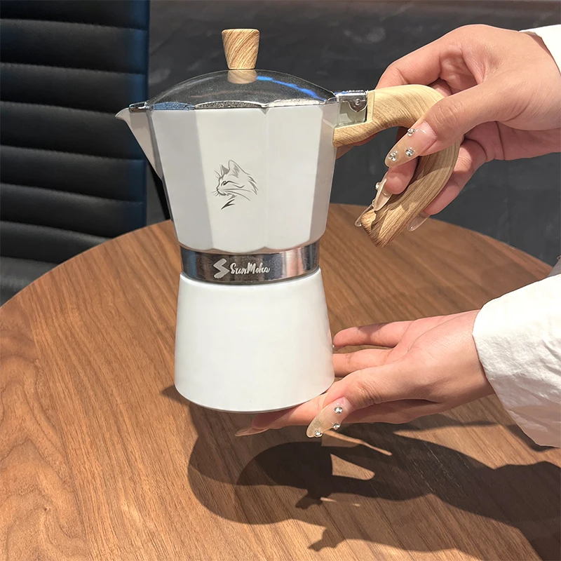 Moka-Kanne 3/6 Tassen - Italienischer Espressokocher für Gas & Elektro, Klassische Greca Cafetera Macchinetta Caffe mit Sicherheitsventil Image