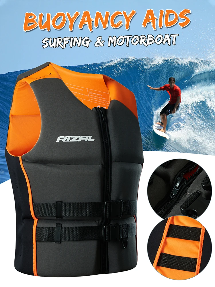 RIZAL Leichte Auftriebsweste für Herren mit Verstellbaren Trägern und Frontreißverschluss für Kajak, Surfen, Motorboot und Paddelboard Image