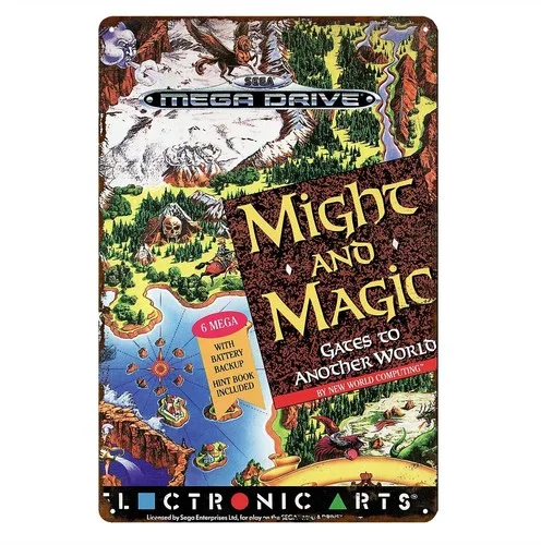 Might and Magic Mega Drive Retro-Videospiel Metallposter Blechschild