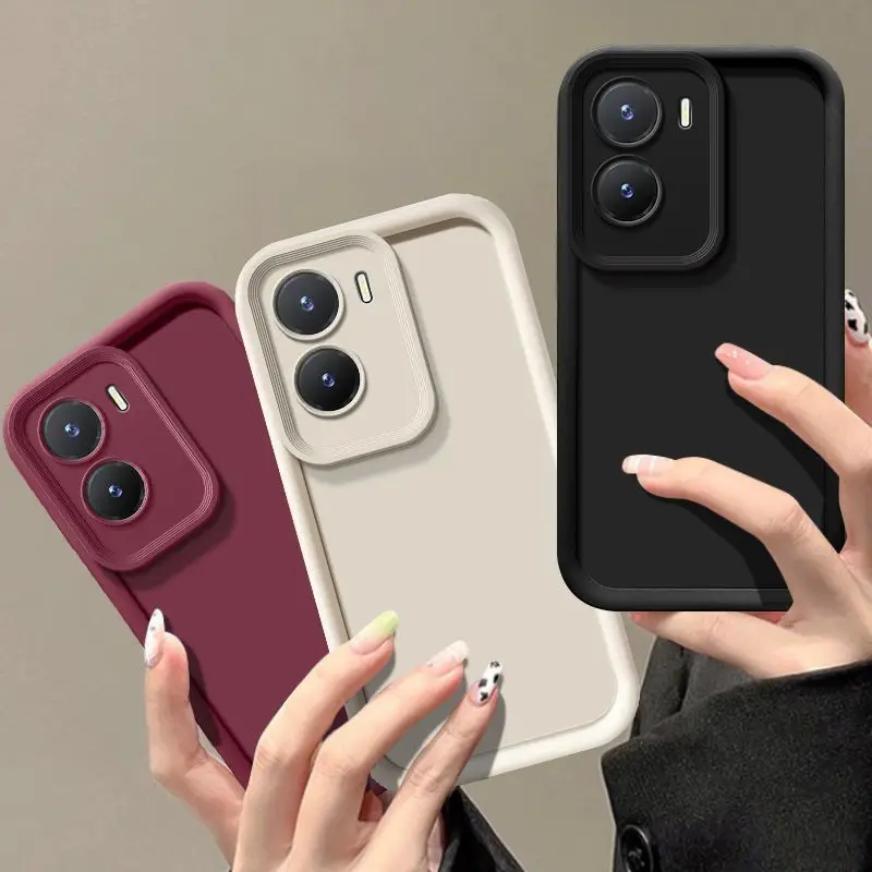 EUCAGR Für vivo Y16 Fall VIVO Y56 5G Telefon Fall vivo Y16 4G Anti Fall prävention Luxus Candy matte Weiche Rückseitige Abdeckung Image
