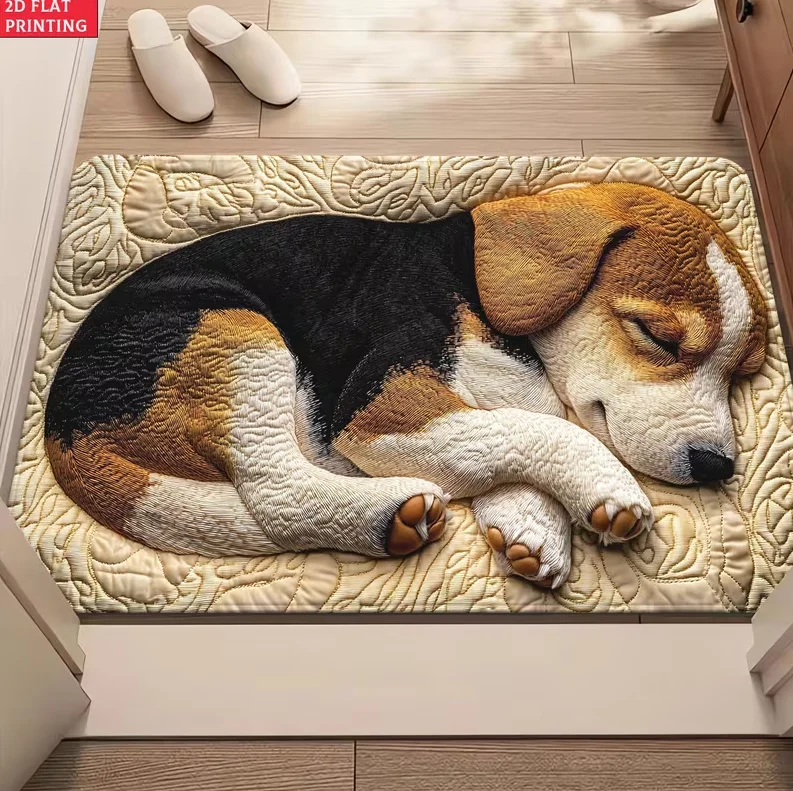 Beagle-Welpen-Teppich, geeignet für Schlafzimmer, Wohnzimmer, Flur, niedliche Beagle-Hunde-Bodenmatte, für den Außenbereich, weicher 2D-Flachdruck Image